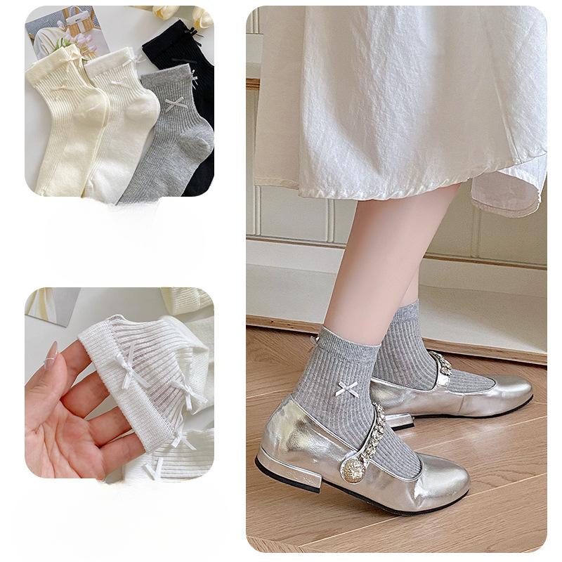 Bowknot Socks for Women In Summer, Ultra-thin and Cute, Paired with Small Leather Shoes, Ballet-style Lace-up Summer Short Socks