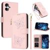 Glitzer Schmetterling Reißverschluss Veganes Leder Handyhülle Für Galaxy A07 4G / A06 5G / A06 4G, Kartenhalter Handgelenkschlaufe Stoßfeste Hülle