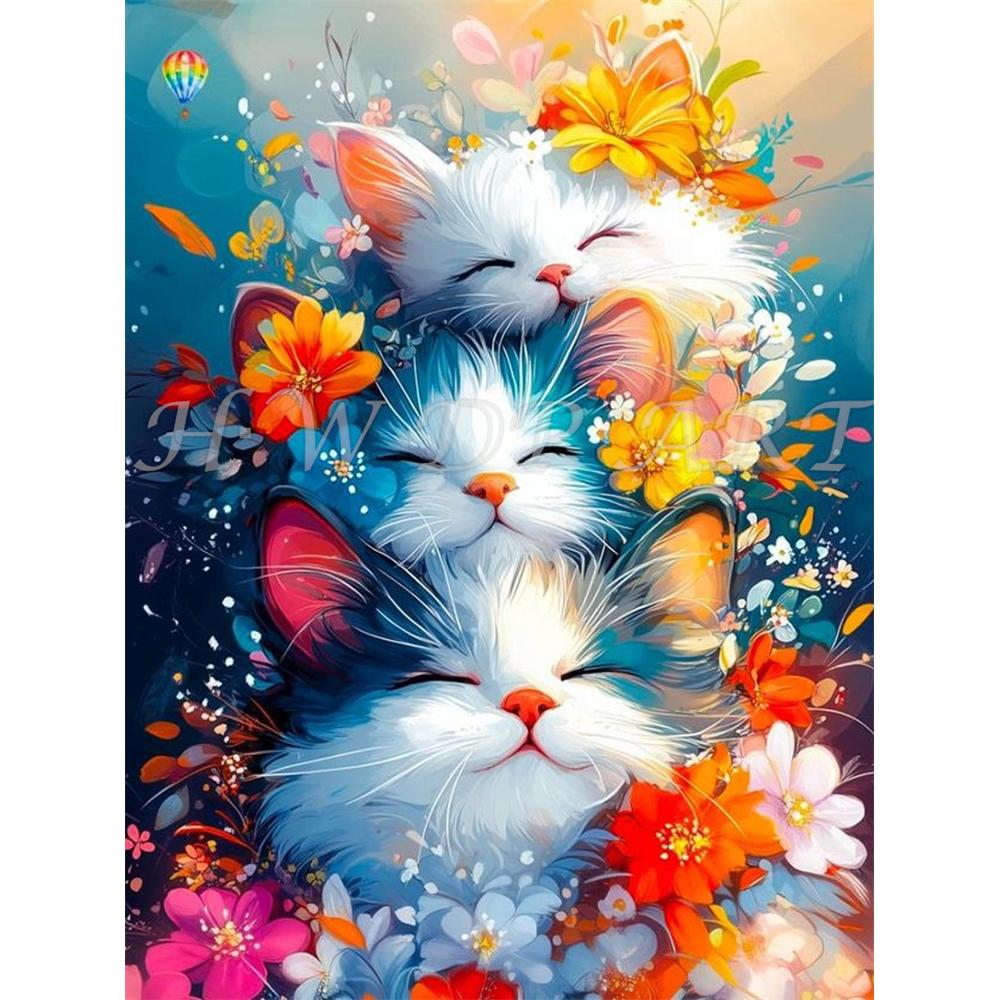 Diamond Painting Kits Black Cat Round Diamond Embroidery Gem Cross Stitch Crystal Diamond Art Fairy Dust Decor