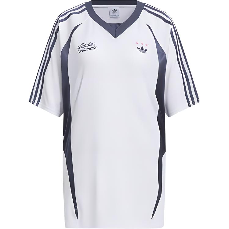 

Adidas Originals Comfortable Striped Breathable Fashionable Trendy Short Sleeve Raglan T-Shirt Women Tops Blue White JD1134 XL