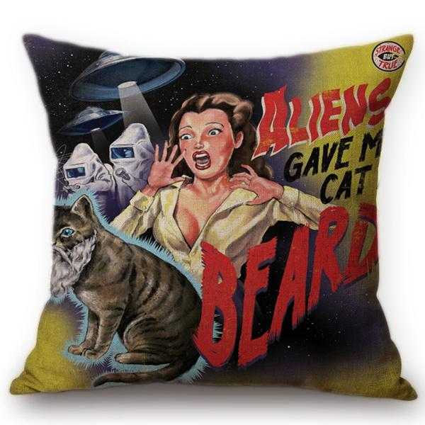 Christmas Decoration Cushion Cover Painting Cats Cute Throw Pillow Case Cotton Linen Home Decor Children'S Room New Year Gift