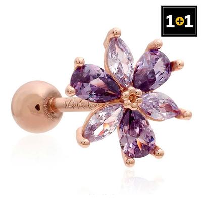 [1+1] 14K Gold Filled Pin Shari Flower Piercing (Single Side Sold)