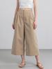 Guangmei Women's Summer Casual Wide-Leg Cropped Pants with Adjustable Waist and Front Pleats.