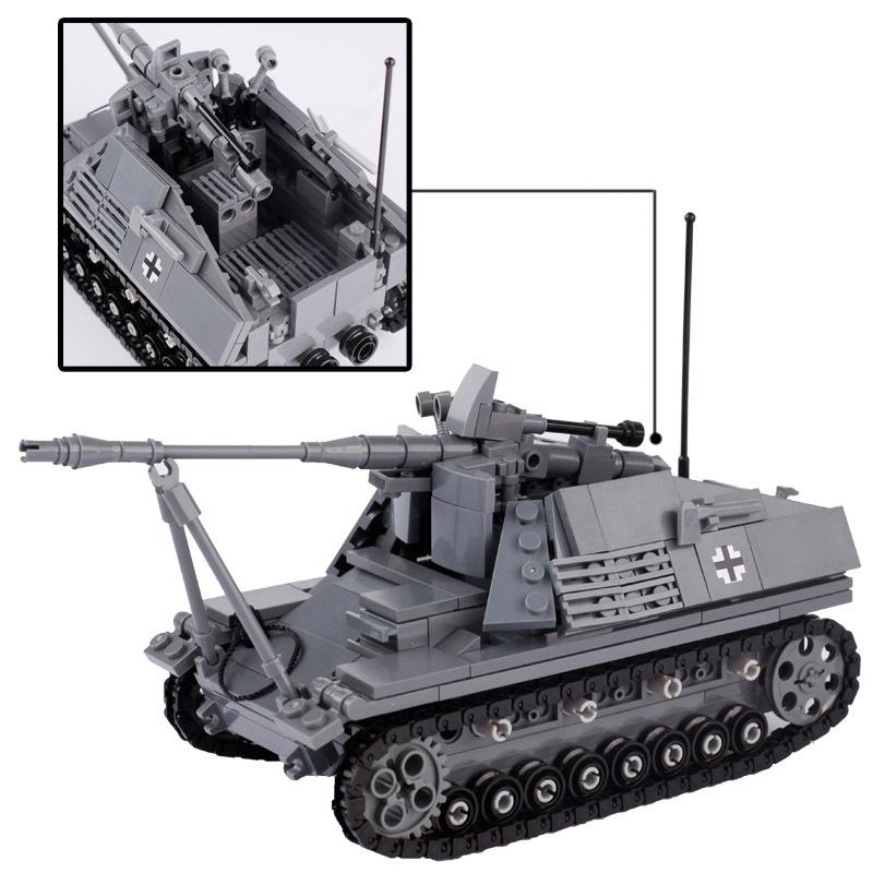 Military Miniature Soldier Rhinoceros Anti-Tank Artillery Weapon Building Block Small Particles Boy Toy