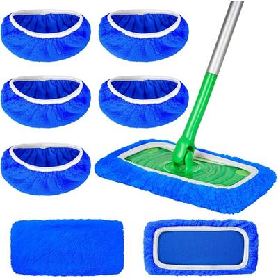 8 Pack Washable Swiffer Pads Reusable Mop Pads Wet and Dry Flat Swiffer Mop Cover for Surface/Hardwood Floor Cleaning