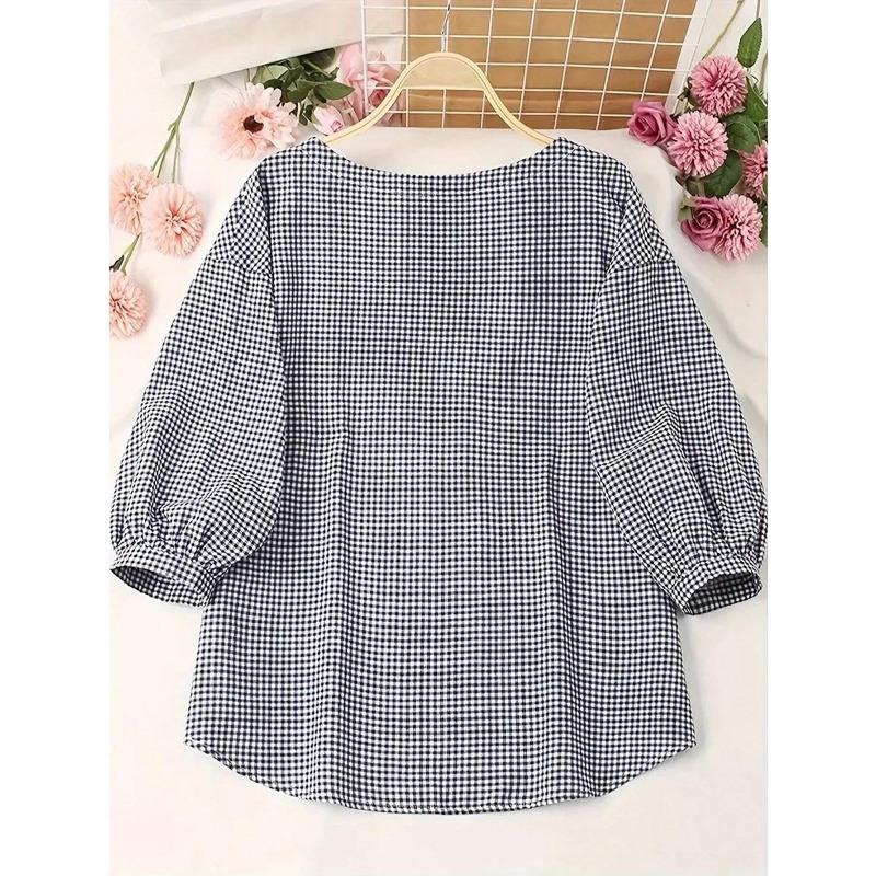 IHUASU Damen Mode Lässige O-Ausschnitt Langarm Blusen & Hemden