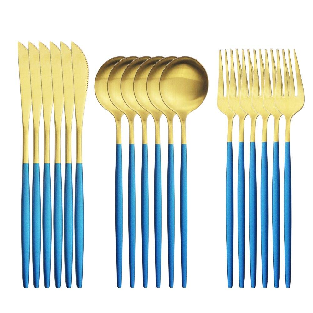 18pcs Colorful Cutlery Set Tableware Set Stainless Steel Dinner Knife Fork Spoon Matte Polishing Dinnerware Set