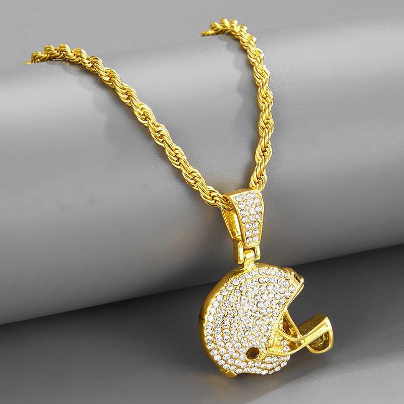 Rugby Helmet Pendant: Hip Hop Street Style Tennis Chain Accessory