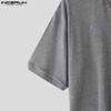INCERUN Men Lapel Neck Short Sleeve Casual Loose T-shirts Tops