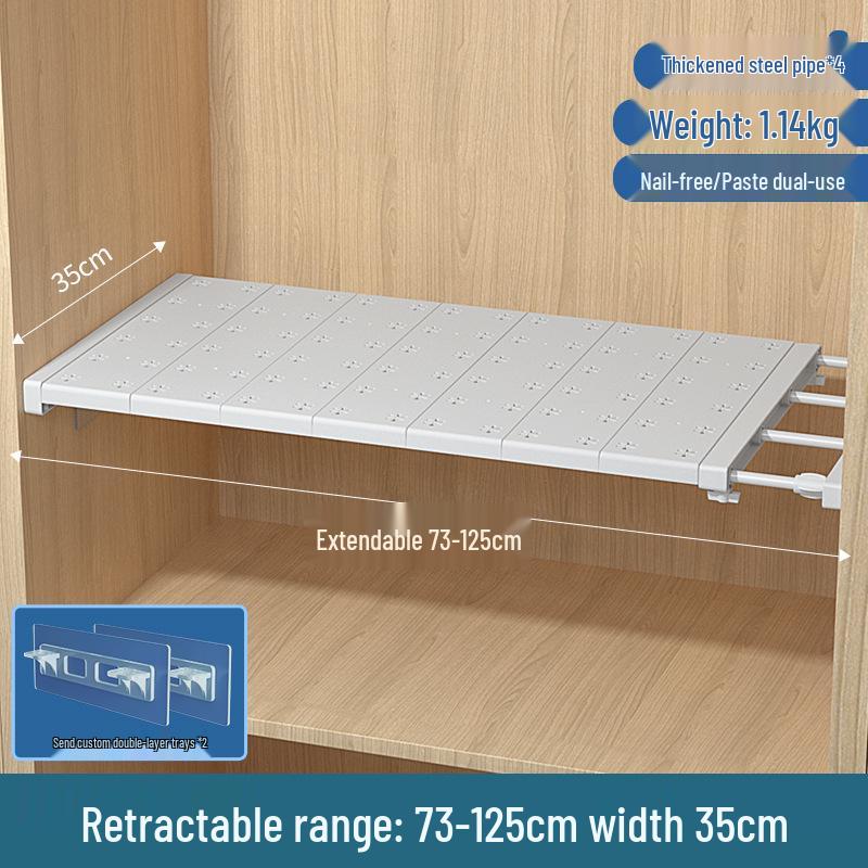 Retractable Wardrobe Storage Rack with Layered Partition for Dormitory Use