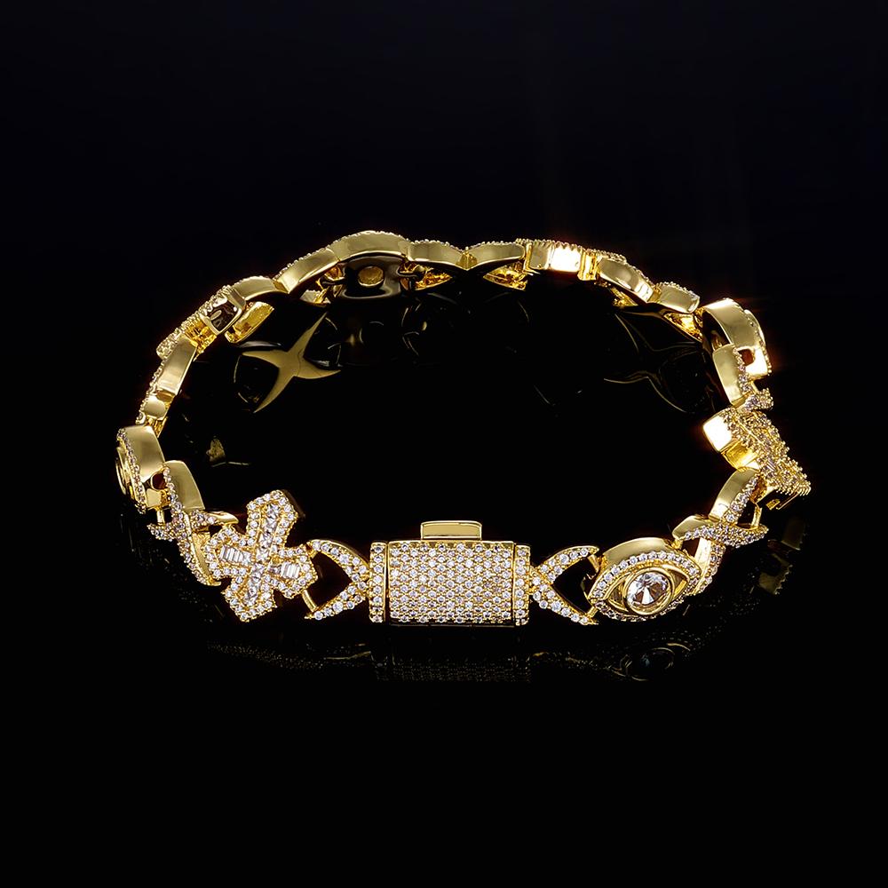 

Christmas Gift 15mm Cross Eye Cuban Chain Iced 5A Cubic Zirconia Hip Hop Fashion Men s and Women s Jewelry Bracelet 7in 17.78cm bracelet