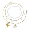 European and American Jewelry, Ocean Style Multi-layer Stacked Anklets, Starfish Shells, Pearl Pendants, Foot Accessories, Women's Accessories