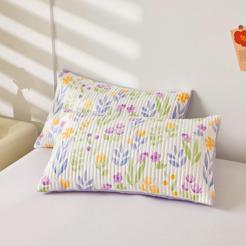 3PC Garden Floral Bed Cover Double Gauze Washed Cotton Skin Friendly Bed Cover Thin Quilt
