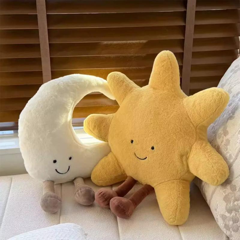 Children'S Creative Cute Cartoon Sun Moon Doll Plush Soft Toy Soothing Sleeping Doll Pillow Gift Ornament For Kids Adults Children's Birthday Gift