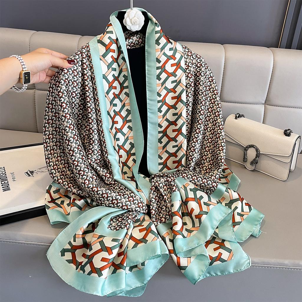 180*90cm Large Silk Satin Scarf Women Fashion Printed Scarf Spring And Summer Styles New Shawl Wrap Female Hand  NEW