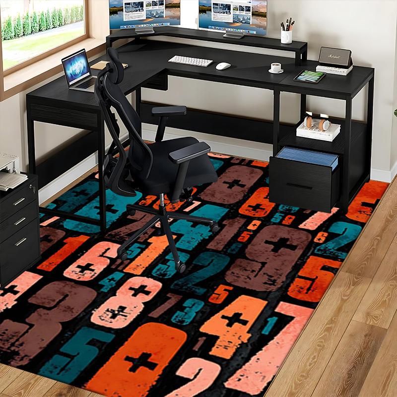 1pc Colorful Number and Plus Sign Chair Mat - Festival Gift, Non-Slip Office Rug for Home Decor, Suitable for All Seasons.P063
