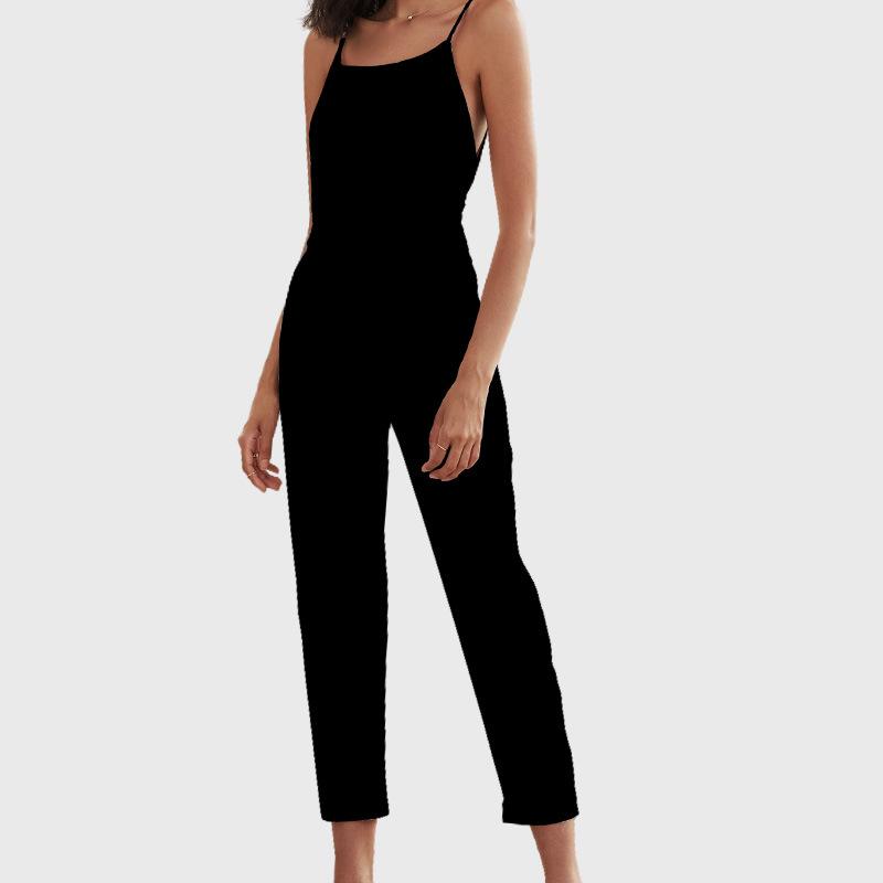 2022 Cotton & Linen Women's Suspender Jumpsuit - Casual European & American Style