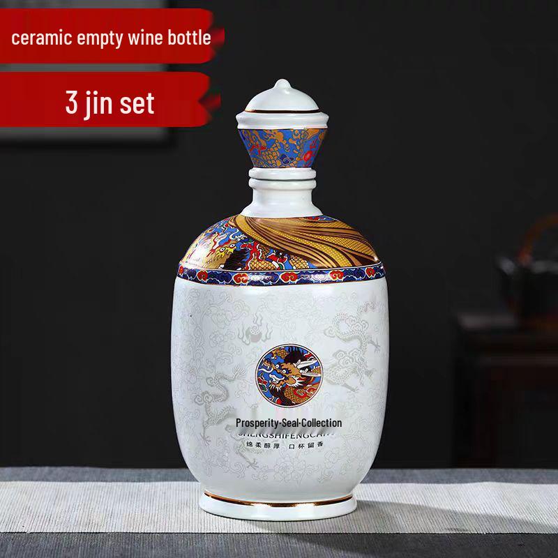 Geschenkset aus Keramik-Weinkrügen – 1/3/5 Jin versiegelter Baijiu-Aufbewahrungskrug mit Geschenkbox