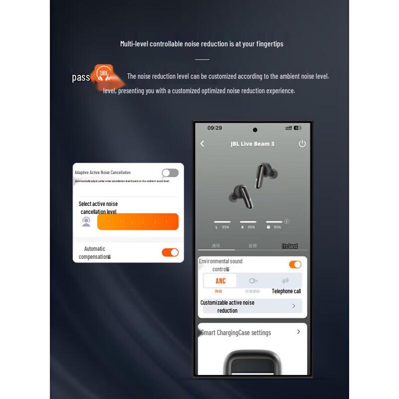 JBL LIVE BEAM3 Wireless Noise-Cancelling In-Ear Headphones