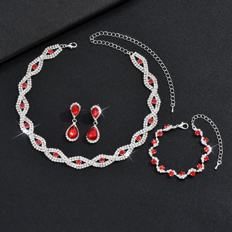 Winter Europäische und Amerikanische Accessoires Halsketten, Armbänder, Ohrringe, Sets, Dreiteilige Sets, Hochzeits-Abendkleider, Vielseitiger Schmuck