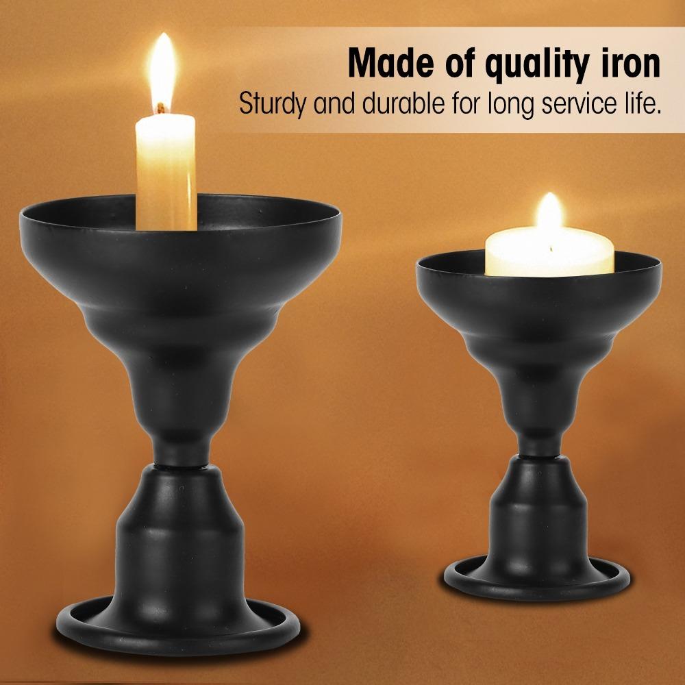 Iron Candlestick Holder Black Metal Candle Stand Table Candlestick Fireplace Mantel