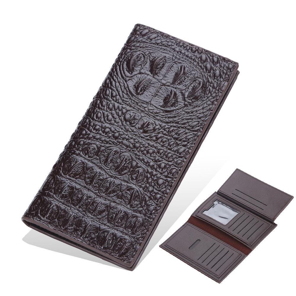 

Men s long wallet, European and American crocodile head, multi-card zipper clutch, business, thin wallet.