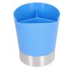Straw Dispenser Blue Sturdy Durable 3 Compartments Stable Wide Application Straw Holder for Home