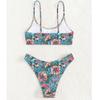 Micro Bikini Sexy Floral Print Push Up Swimsuit Women Halter Cut Out Beach Bathing Suit Thong Swimwear