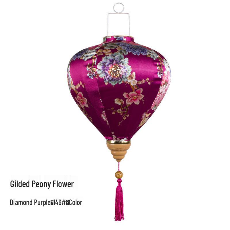 Gold-Edged Peony Palace Lantern - Chinese Style for New Year, Spring Festival, Weddings, Outdoor, or Housewarming Decor