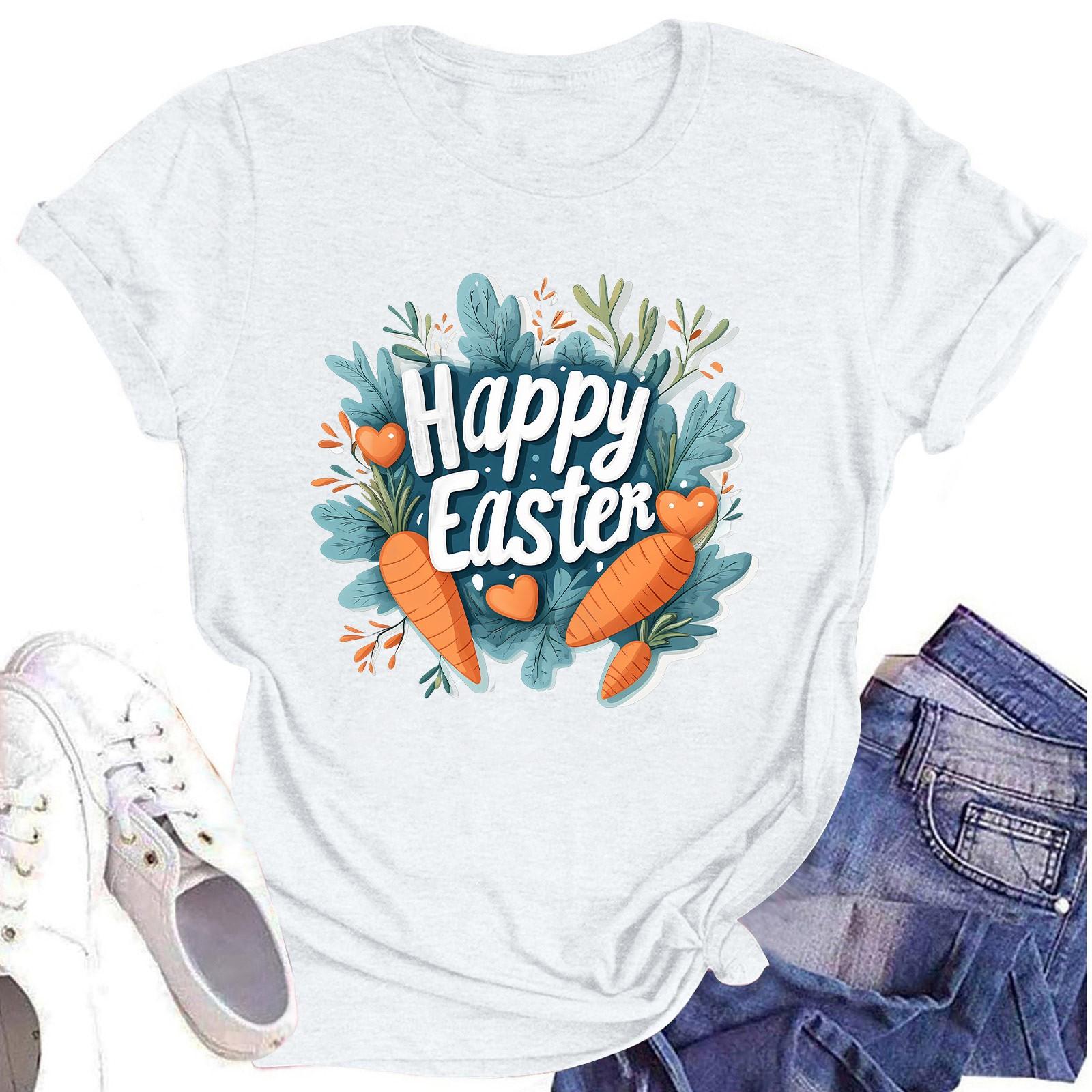 

Жіночий топ з круглим вирізом, повсякденний принт, футболка з короткими рукавами XL білий