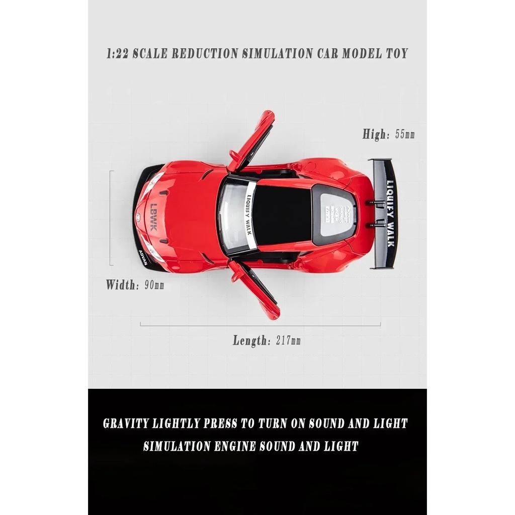 1/22 Scale Toyota Supra Sports Car Alloy Model Car Die-casting Metal Vehicle Collection Simulation Sound & Light Toy Car Gift For Boys