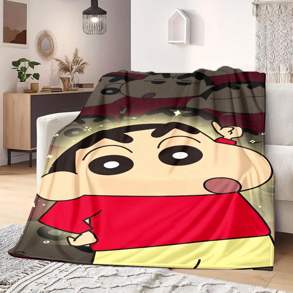 Shinchan Anime Print Blanket Warm Comfortable Flannel Blanket Suitable for Bedrooms, Sofas, Beds, Chairs, Picnics, Travel