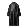 Leftseoul Vegetable Lambskin Balmacaan Coat [Black]