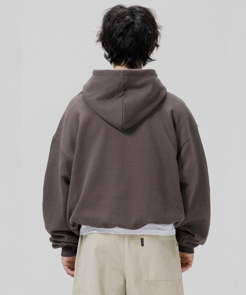 Oversized Heavy Fleece Plain Balloon Sweat Hoodie - Dark Grey