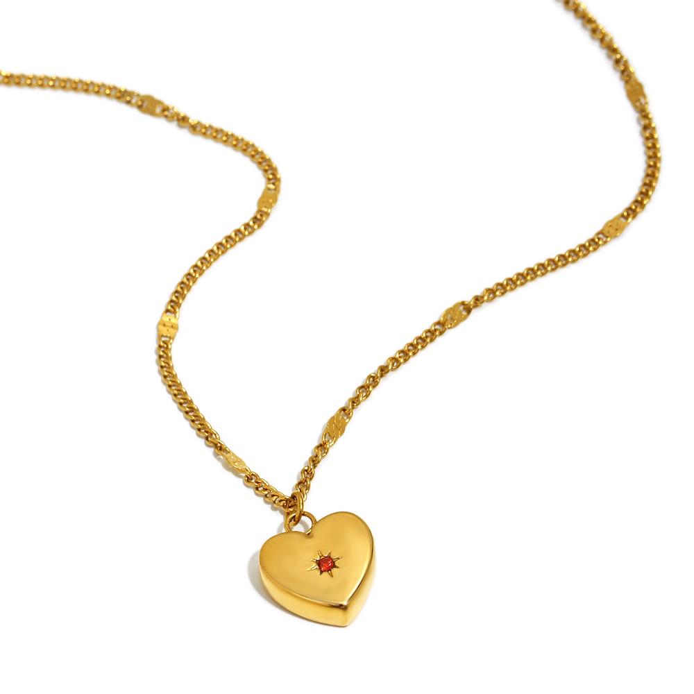 Dreamidea Gold Plated Stainless Steel Heart - Shaped Locket Necklace with Zircon Accent Romantic Jewelry