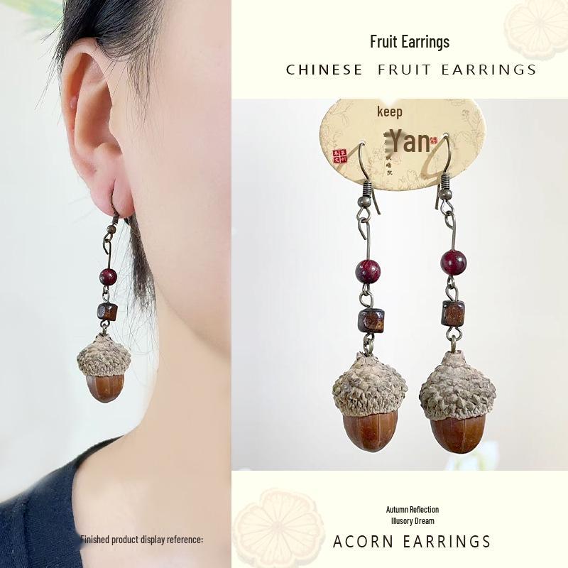 Yunnan Artistic Ethnic Fruit Earrings: Retro Natural Forest Style Design
