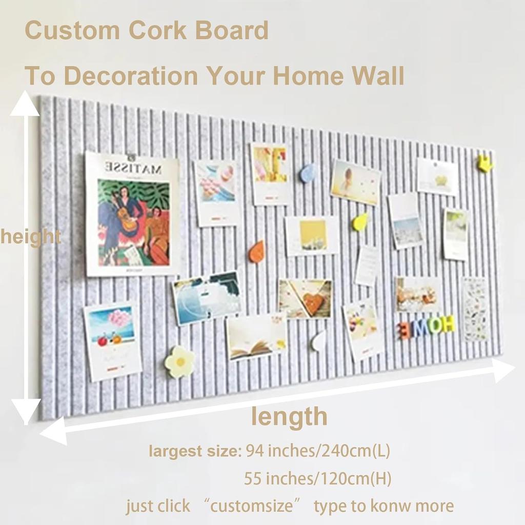 24 x 16 inches Bulletin Board, Decorative Felt Pin Board, 0.35“ Thick Foldable Photo Display Board with Self-Adhesive Tape, Vision Board for School