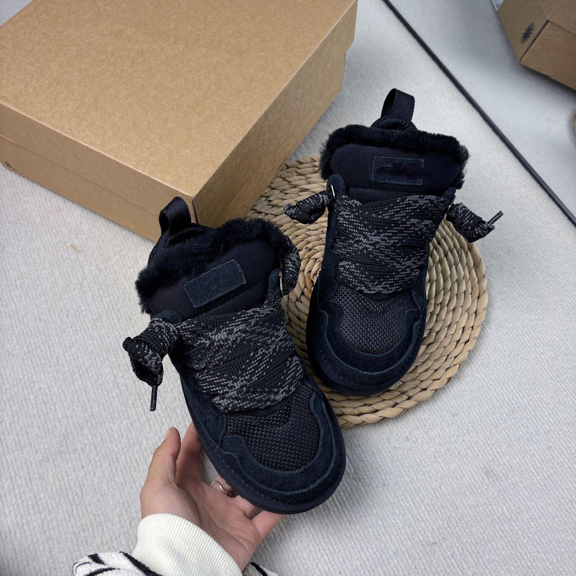 

Mel Snow Boots Warm Winter Hairy Lazy Leather Boots Strap Boots Mel Low Short Boots Lace Up Leather Thick Bottom Cotton Station 40 чорний