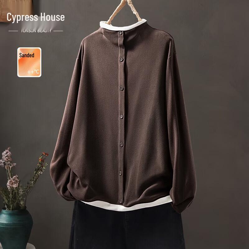 Sibaishe Women s Mock Neck Color Block Brushed Top S