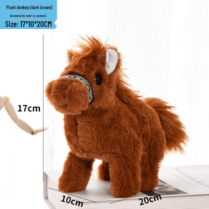 Electric Walking Plush Horse Doll with Neighing Sounds and Leash – Electronic Pet Toy for Children