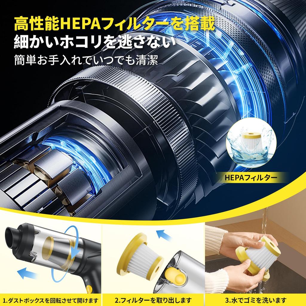 [2025 Improved 4-in-1 Vacuum] Cordless Handheld Vacuum with 12,000 Pa Super Powerful Suction [Blows, Suction, Inflates, and Deflates] Multi-Function