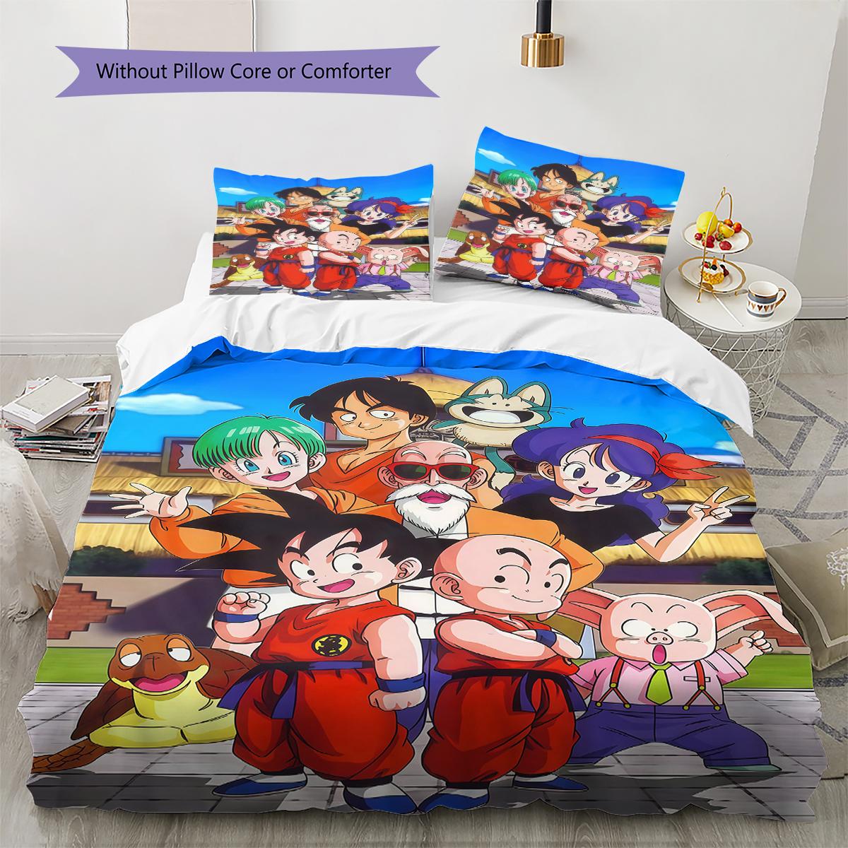 

Son Goku Pattern Bedding,Quilt Set Quilt Cover Pillowcase Home Birthday Gift (1 * duvet cover + 2 * pillowcase, without core) 135x200cm