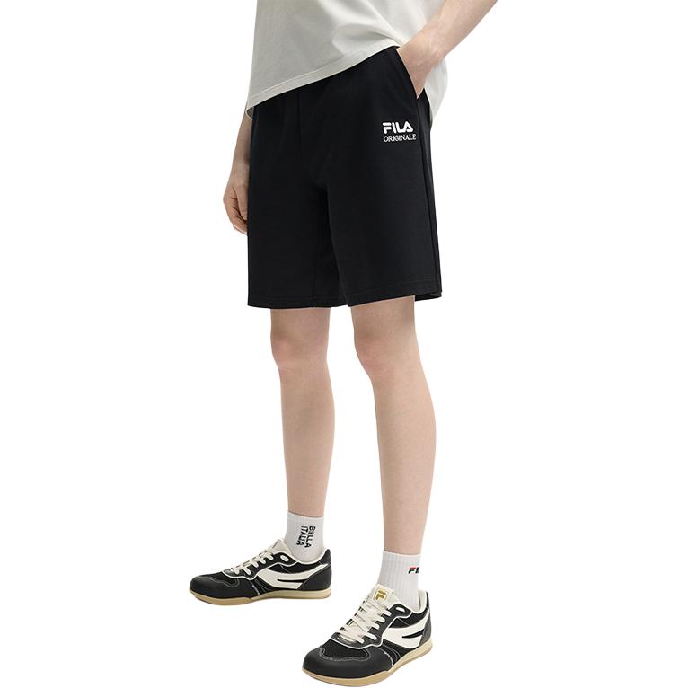 Fila Original Comfortable Soft Dry Fashion Minimalist Knitted Five-Point Casual Shorts Men Shorts Black F11M529603F-BK