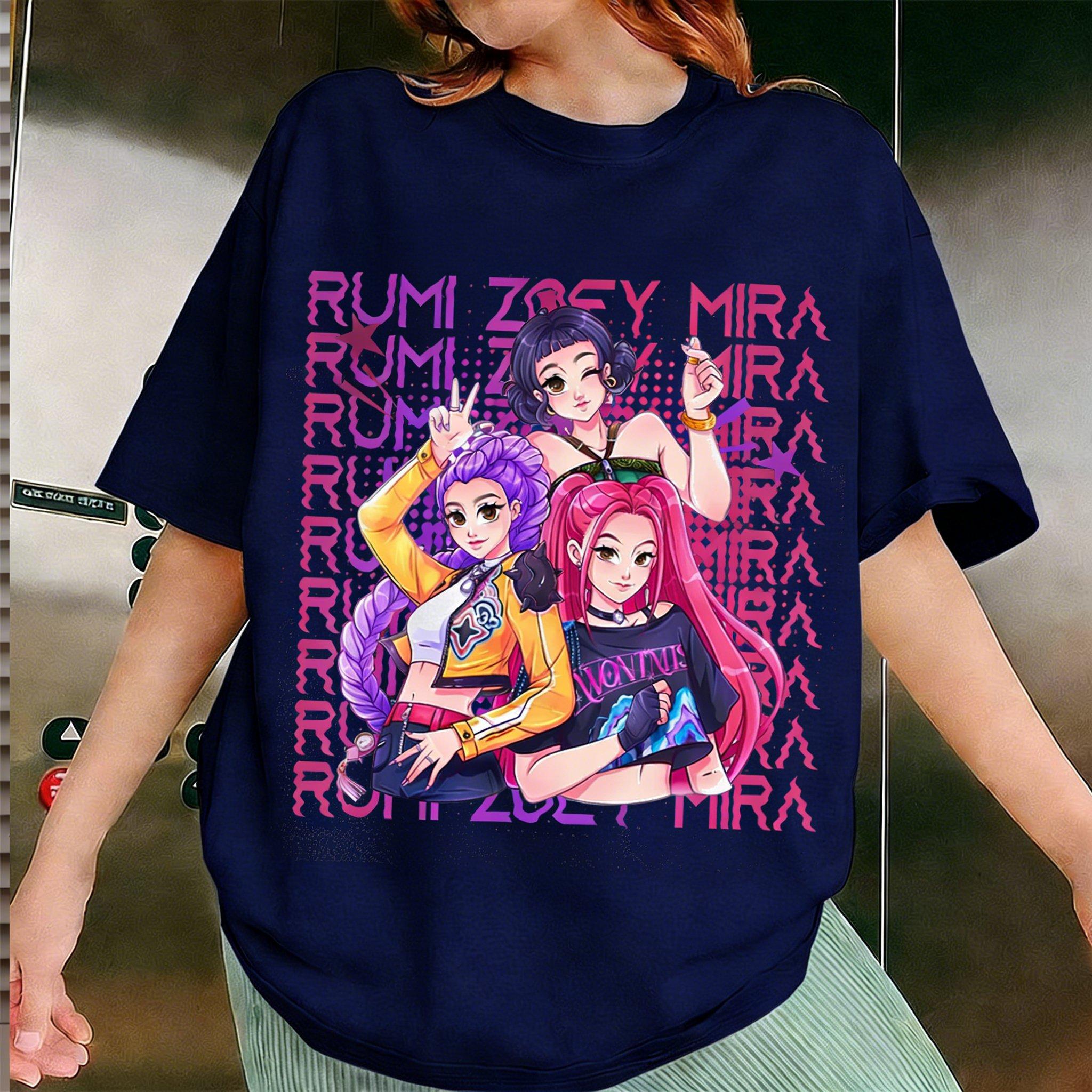 

2026 Summer Kpop Demon Slayer Pattern Women s Loose T-Shirt Street Casual Top Rumi Zrey Mira Print 160