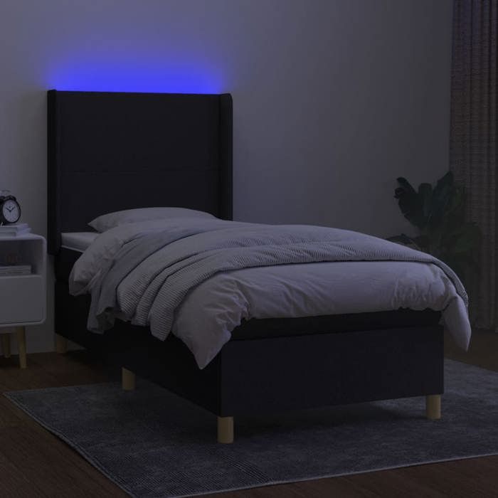 VidaXL Sommier à Lattes de Lit avec Matelas et LED, Lit Rembourré, Lit Simple, Lit Adulte de Chambre à Coucher Intérieur, 3138695