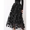 3D Applique Patchwork Tulle A-Line Midi Skirt with Lining Layered Flowy Half Skirt for Women Ethereal QT-2176