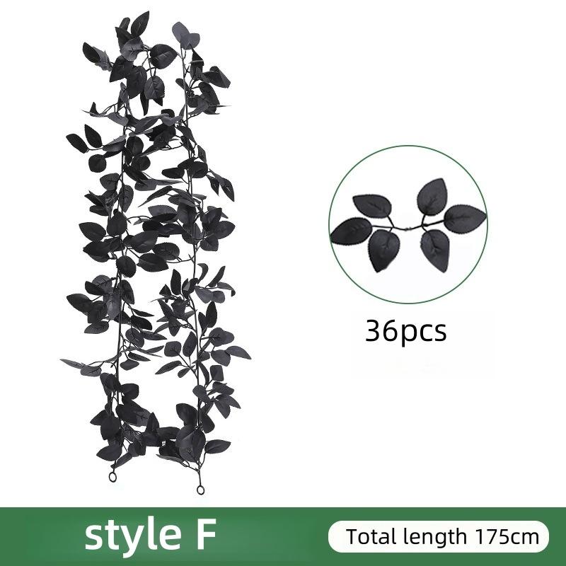 

2/1PCS Black Artificial Roses Flower Garland Fake Halloween Hanging Floral Vines Fall Leaf Wreath for Halloween Decor Home Decor 1PC