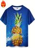 Maglietta da uomo alla moda divertente con frutta, stampa 3D, grafica di ananas, maglietta estiva trendy Hip Hop a maniche corte con girocollo, top
