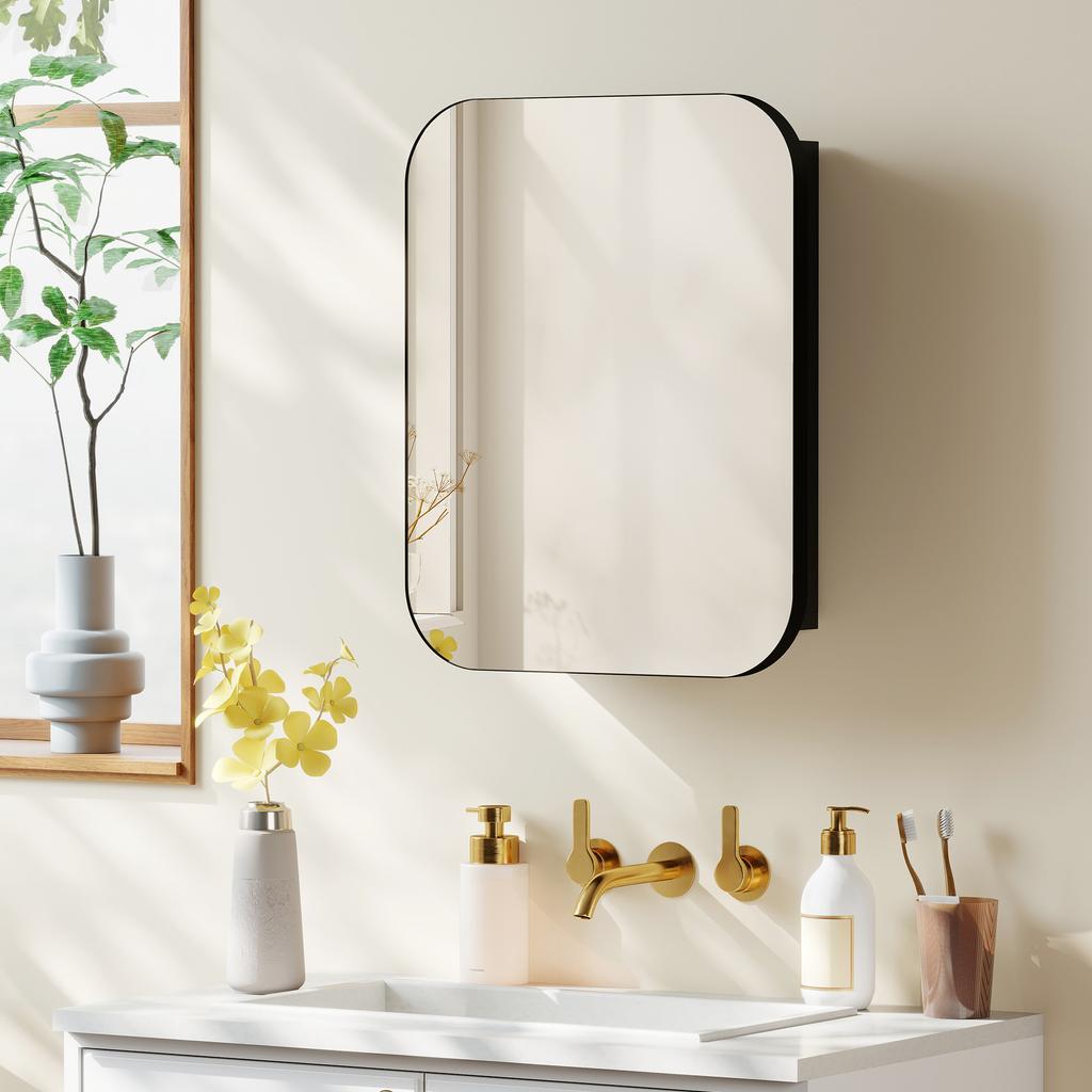 Bathroom Mirror Cabinet Bathroom Cabinet With Mirror Adjustable Shelf 40 2 X 10 2 X 50 9 Cm Black