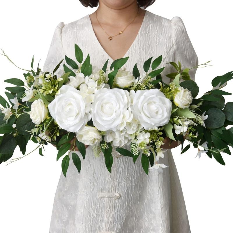 Simulation Flower Artificial Silk Rose Flower For Wedding Reception Chair Back Flower Arrangement Bridal Showers Party